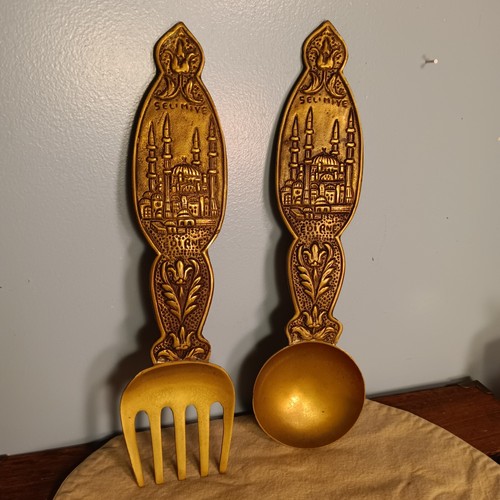 Vintage large brass fork - large,