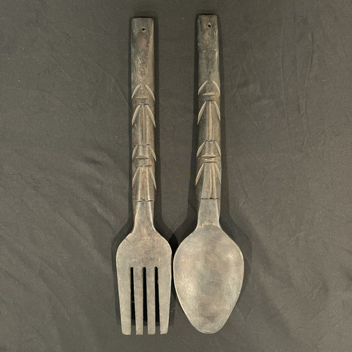 Vtg mcm large carved - carved, wooden
