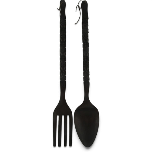 Unmarked large brown wood fork - unmarked,