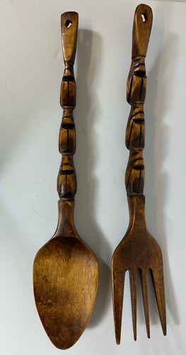 Large wooden spoon fork wall - large,