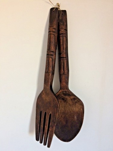 Vintage large wooden spoon - wooden,